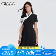 G2000商務(wù)OL女裝連衣裙 新款黑色收腰氣質(zhì)通勤宴會(huì )A字裙00762029 黑色/99 XS /32