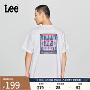 Lee25新品舒適版圓領(lǐng)Logo字母印花男短袖T恤休閑潮流LMT0098254LE 白色 L