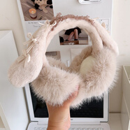 美麗義飾洛麗塔可愛(ài)兔耳朵耳罩女冬季防寒保暖耳套騎電動(dòng)車(chē)防凍耳包耳捂子 米色洛麗塔兔耳朵