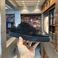 惠奴比歐洲站潮男板鞋2025新款舒適透氣低幫軟底輕質(zhì)水鉆歐貨輕奢休閑鞋 黑色 【低幫】 41  皮鞋碼
