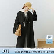 范思藍恩22FS4099西裝式雙面呢子大衣女中長(cháng)款秋冬韓系羊毛呢外套 氣質(zhì)黑 M