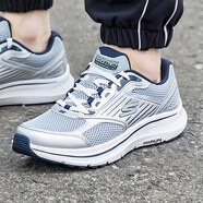 斯凱奇（Skechers）男鞋夏季2025新款軟底網(wǎng)面鞋輕便透氣跑步鞋減震休閑鞋運動(dòng)鞋男 灰色-GYNV 41