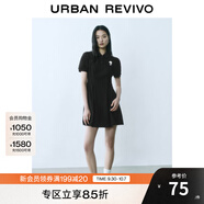 UR2025春季新款女裝立體花朵收腰Polo領(lǐng)短袖連衣裙UYY750054 正黑 XL
