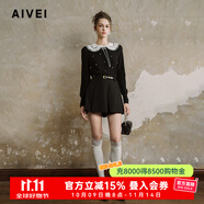 AIVEI欣賀艾薇2024秋季簡約氣質(zhì)高腰A字遮胯闊腿百搭短褲C754406B 黑色 M