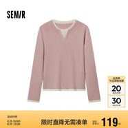森馬（Semir）森馬毛衣女短款假兩件含羊毛針織衫24冬新款保暖內搭109724107015