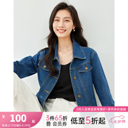 梵希蔓高腰茄克復(fù)古牛仔夾克外套女2025春秋新款寬松百搭開衫上衣 70672 牛仔藍(lán) XL