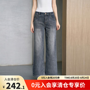 顏域簡(jiǎn)約直筒牛仔褲女2025夏季新款復(fù)古百搭休閑闊腿褲通勤九分褲 黑灰色 2XL