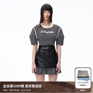 RE'VAN芮范秋季新品設計師款辣妹風(fēng)條紋拼接連衣裙RN71101090 橫條紋 XS/34