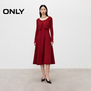 ONLY2025冬季新款小香風(fēng)氣質(zhì)套裝針織A字長(cháng)款連衣裙女|125407003 F16 里約紅色 L
