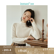 茵曼（INMAN）半高領(lǐng)打底衫春秋女裝修身套頭針織毛衣 奶白色 S
