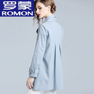 羅蒙（ROMON）粉色風(fēng)衣女短款2025春季新款A(yù)字版型韓版減齡顯瘦西裝領(lǐng)春秋外套 淺藍(lán)色 L  116-125斤