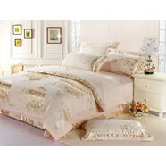 RSRDDY歐式家紡水晶四件套天絲貢緞提花4六件套公主18米 米白色美麗花園淺玉 1點(diǎn)5床被套200*230CM四件套