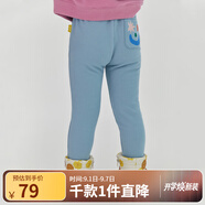 papa爬爬冬季兒童打底褲仿牛仔長(cháng)褲男女寶寶加絨保暖百搭時(shí)髦潮 淺藍色 100 cm