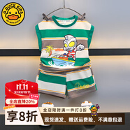 G.DUCKKIDS小黃鴨聯(lián)名奧特曼衣服男童無袖套裝夏季小男孩寶寶兒童背心夏裝 綠色 150 (建議135-145cm 8-9周歲）