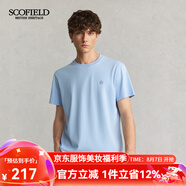 Scofield男士24年夏季新款棉質(zhì)圓領(lǐng)簡約通勤休閑多色短袖T恤 淺藍色 L (175)