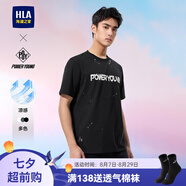 HLA海瀾之家短袖T恤男25新款涼感短袖男夏HNTBW2J025A 黑色花紋57 170/88A M推薦125~136斤