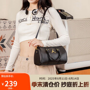 Jordan女子喬丹 金屬飛人Logo 波士頓包手提單肩包DR5595-010黑 均碼