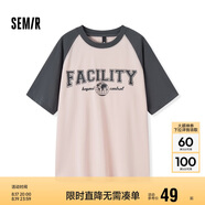 森馬短袖T恤女中長(cháng)款寬松插肩袖夏季字母套頭衫復古107424100007