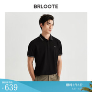 巴魯特（Brloote）男士短袖POLO衫桑蠶絲混紡商務(wù)體恤衫男夏 黑色 165