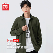 名創(chuàng  )優(yōu)品（MINISO）港風(fēng)復古襯衫男秋季重磅燈芯絨長(cháng)袖上衣休閑百搭外套 橄欖綠 L