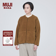無印良品（MUJI）女式  長毛抓絨 夾克 短款外套女  簡約風(fēng) BB2NSA3A 深暗黃色 S(155/80A)
