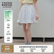 Teenie Weenie小熊女裝簡(jiǎn)約休閑夏裝甜美花邊蓬蓬裙甜美半身裙短裙 象牙白 M
