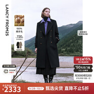 朗姿純羊毛冬季新款氣質(zhì)高級感通勤中長(cháng)款顯瘦毛呢外套上衣 黑色 XL