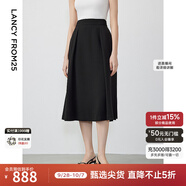 朗姿【尖貨補單】法式復(fù)古赫本風(fēng)黑色半身裙女新款傘裙高腰顯瘦a字裙 黑色 2XL