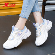 特步（XTEP）女鞋秋季軟底跑步鞋女2025冬新款皮面防水休閑老爹鞋潮運(yùn)動鞋子女 帆霧藍(lán)(皮面防水) 40