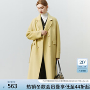 范思藍恩22FS4099西裝式雙面呢子大衣女中長(cháng)款秋冬韓系羊毛呢外套 嫩芽黃 M