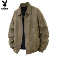 花花公子（PLAYBOY）外套男秋冬季新款韓版潮牌休閑夾克男士時(shí)尚潮流保暖百搭上衣男裝 棕色 XL