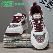 森馬男鞋2025秋冬新款復(fù)古刺繡帆布百搭板鞋潮流小白鞋休閑運(yùn)動(dòng)鞋子男 紅花 42