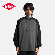 Lee Cooper孟子義代言男士純棉衛(wèi)衣男春秋季長(zhǎng)袖休閑高級(jí)感寬松拼色套頭T恤 鐵灰 M
