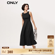 ONLY氣質刺繡中長款牛仔背心裙連衣裙女|123342003 J1Z 黑色牛仔提花-追單第一批 M 165/84A