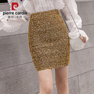 皮爾卡丹半身裙春秋2025年新款女網(wǎng)紅性感包臀裙亮片高腰彈力亮閃閃短裙子 金色 XS 70-80斤