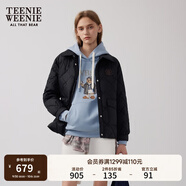 Teenie Weenie小熊女裝冬裝簡(jiǎn)約休閑風(fēng)時(shí)髦翻領(lǐng)輕薄棉服外套短上衣 黑色 M (165)