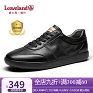 楓葉（leaveland）意大利板鞋男新品頭層牛皮透氣小白鞋輕便軟底運動(dòng)休閑德訓鞋子男 黑色(皮鞋碼) 41 (255mm)