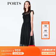 PORTS寶姿商場同款連衣裙 新品女裝優(yōu)雅蕾絲拼接修身連衣裙 黑色 L (8)