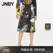 江南布衣（JNBY）夏女裝半身裙八芒星音符印花A型純棉裙子5N4D16040 901/多彩混雜/漸變 M
