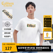 卡賓男裝 【龍馬LOGO】新疆長(zhǎng)絨棉T恤秋新款國(guó)潮刺繡短袖 米白色12 XL /180/52