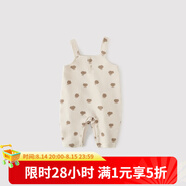 巴厘小豬嬰兒背帶褲秋冬季夾絲加厚保暖連身長褲連體衣服休閑 花朵小狗 100 cm