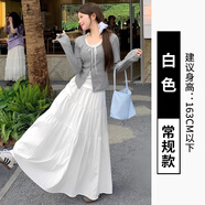 以純（YISHion）白色半身裙女夏2025新款高腰顯瘦a字傘裙溫柔長(cháng)款蓬蓬芭蕾蛋糕裙 白色 高品質(zhì) 常規 S 80-95斤