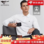 七匹狼（SEPTWOLVES）長袖T恤男士2025春季新款中年拉夫·勞倫馬球棉翻領寬松polo衫男 002黑灰-5777 L 170_88A_