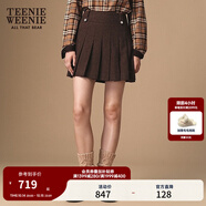 Teenie Weenie小熊女裝半身裙2025秋新款氣質(zhì)學(xué)院風(fēng)簡(jiǎn)約刺繡百褶裙 棕色 XS