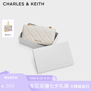 CHARLES&KEITH質感菱格鏈條小方錢包女包包女包生日禮物七夕禮物CK6-10680924 Cream奶白色 XS