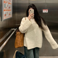 冬季韓版加厚白毛衣女慵懶風(fēng)軟糯套頭 米白色*6520 均碼