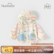 歡喜小熊6個(gè)月-3歲嬰兒外套女寶寶夏季薄款純棉連帽遮陽上衣男童衣服