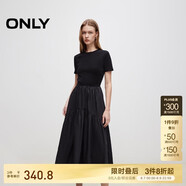 ONLY 2025春季優(yōu)雅氣質(zhì)純色拼接短袖長(zhǎng)裙連衣裙女|125107024
