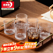 青蘋果咖啡杯 耐熱玻璃水杯套裝 家用玻璃杯豎紋茶杯洋酒杯啤酒杯*6