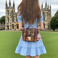 BLACKKISS包包女包復古包2025新款霍格沃茨郵差包手提包斜挎英倫風(fēng)劍橋包 棕色